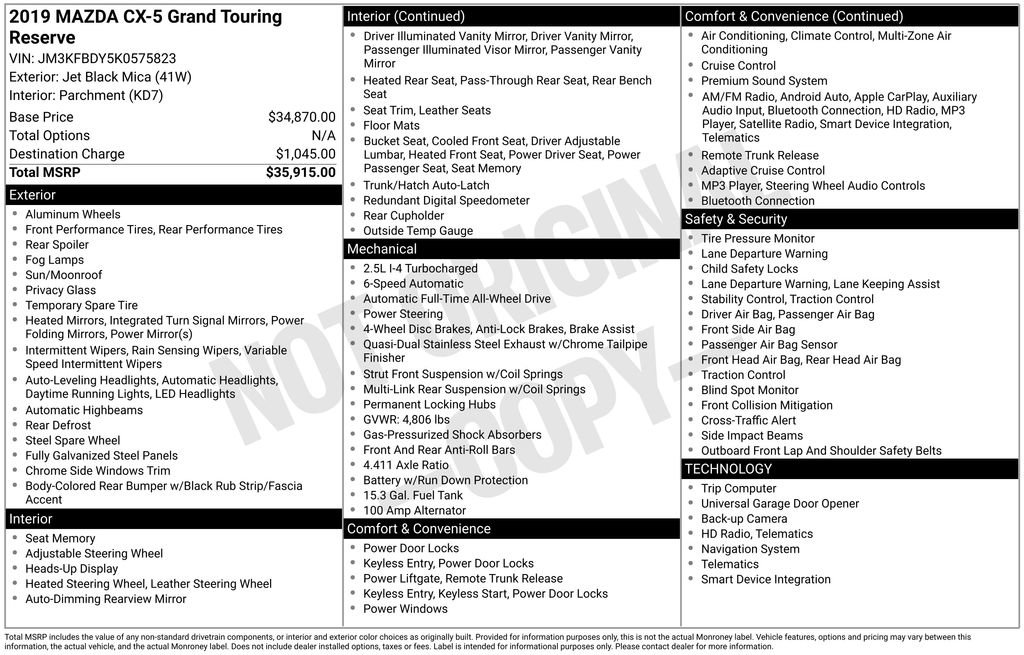 Used 2019 MAZDA CX-5 Grand Touring Reserve image 29