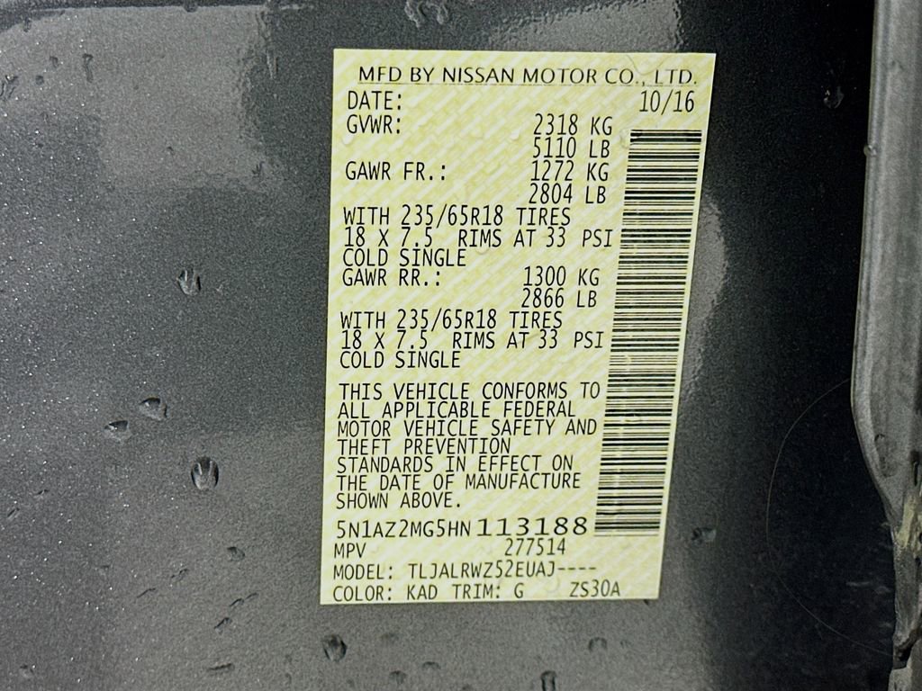 Used 2017 Nissan Murano SL w/ Cargo Package image 32