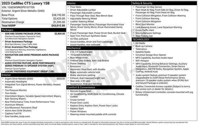 Certified 2023 Cadillac CT5 Luxury w/ Sun And Sound Package RWD image 32