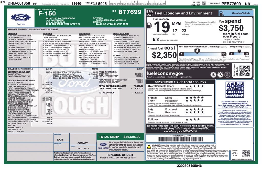 Used 2023 Ford F150 Lariat w/ Equipment Group 502A High image 2