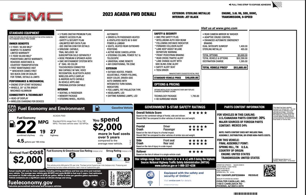 Used 2023 GMC Acadia Denali w/ Denali Technology Package FWD image 7