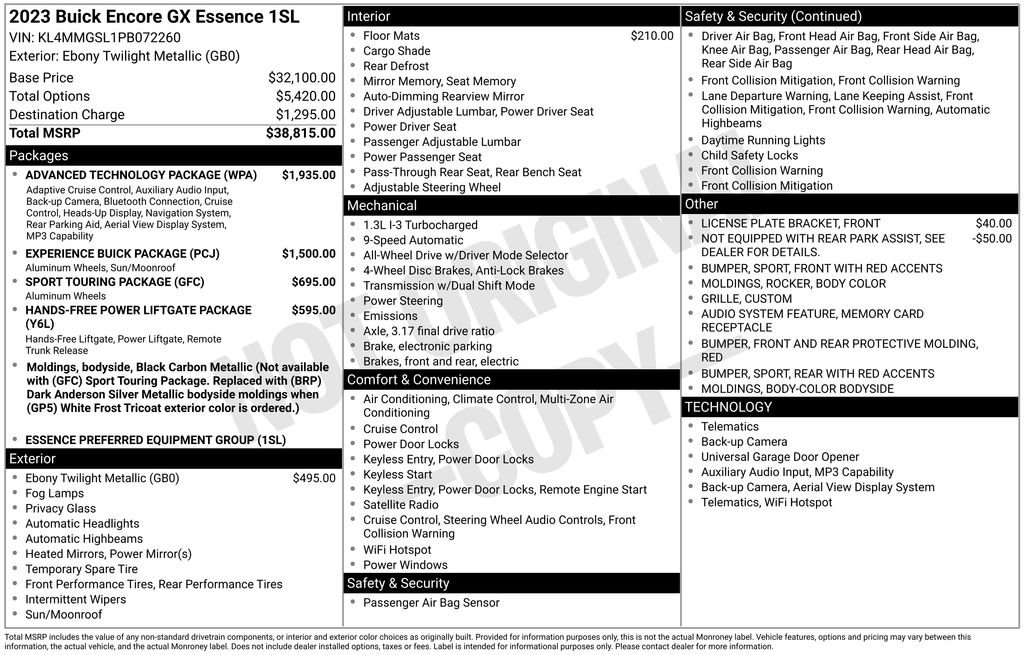 Used 2023 Buick Encore GX Essence w/ Advanced Technology Package AWD/4WD image 42