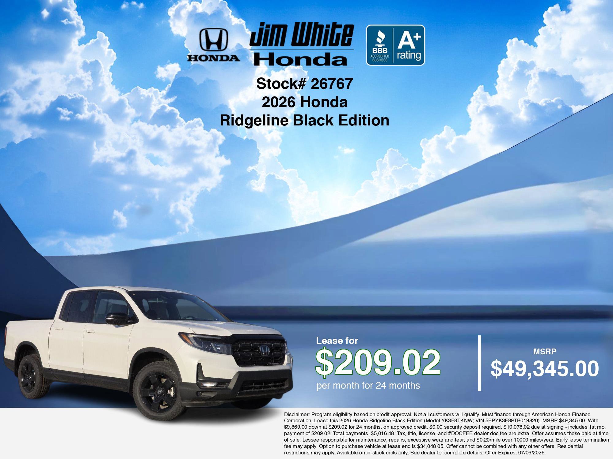 New 2026 Honda Ridgeline Black Edition image 3