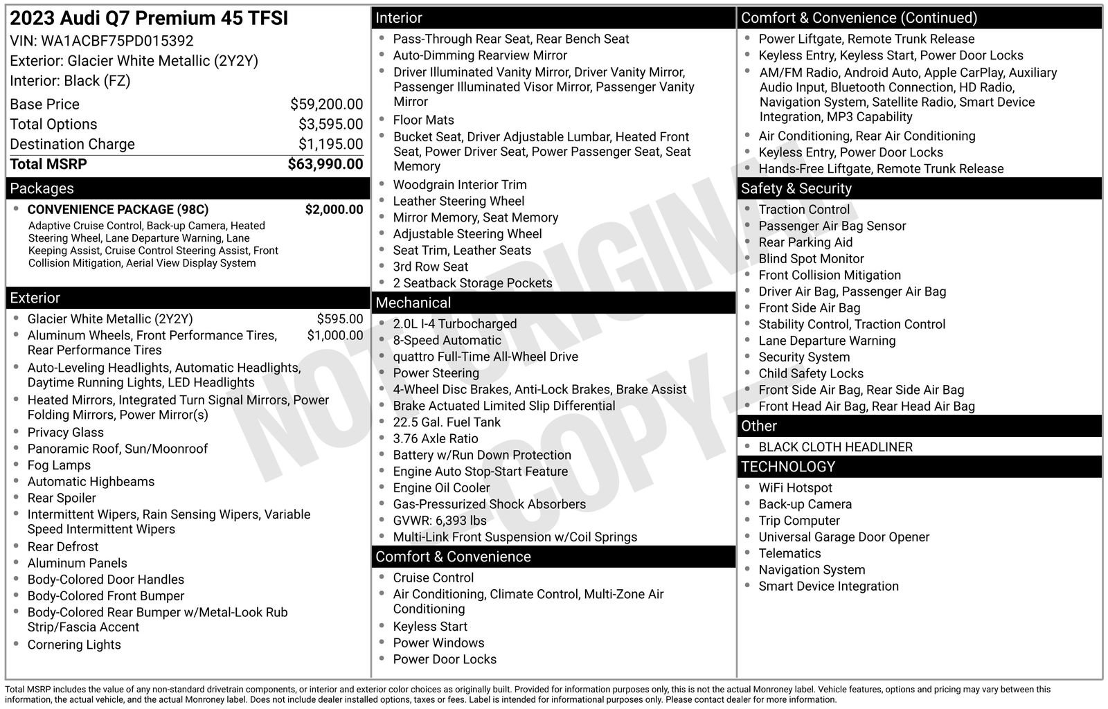 Certified 2023 Audi Q7 2.0T Premium w/ Convenience Package AWD/4WD image 28