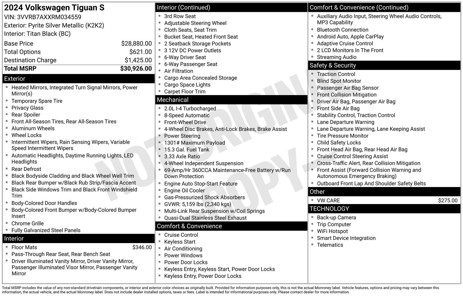 Certified 2024 Volkswagen Tiguan S FWD image 36