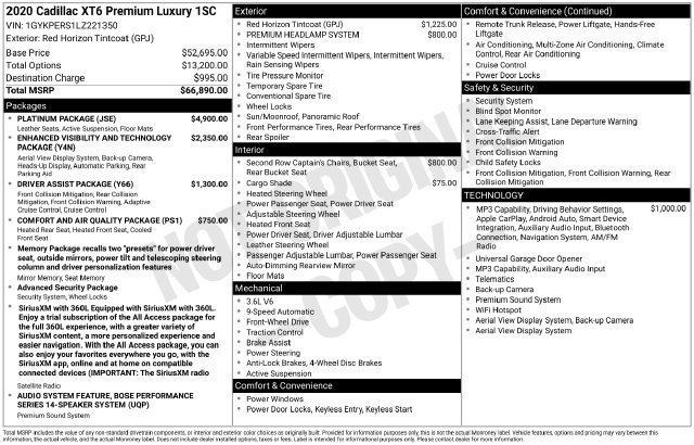 Used 2020 Cadillac XT6 Premium Luxury w/ Platinum Package FWD image 32