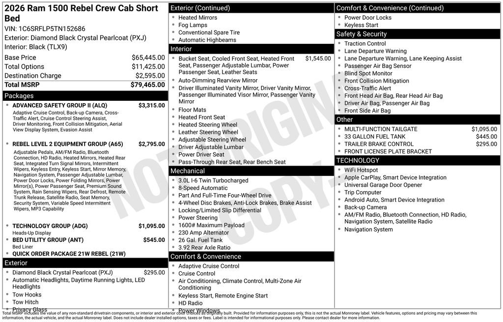 New 2026 RAM 1500 Rebel w/ Advanced Safety Group II AWD/4WD image 55