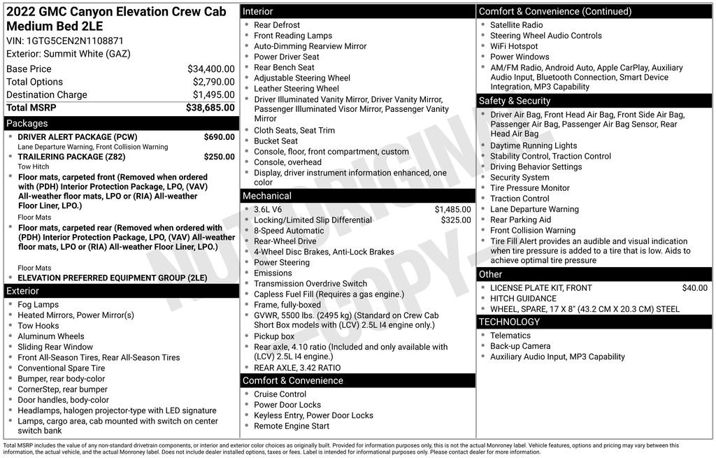 Used 2022 GMC Canyon Elevation w/ Driver Alert Package image 6