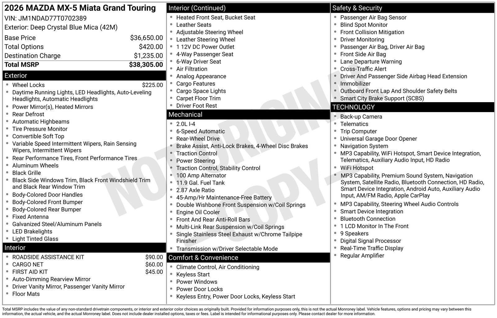 New 2026 MAZDA MX-5 Miata Grand Touring RWD image 22