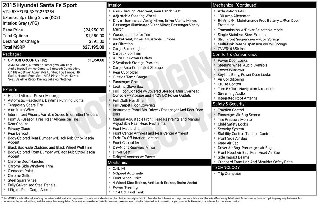 Used 2015 Hyundai Santa Fe Sport w/ Option Group 02 image 3