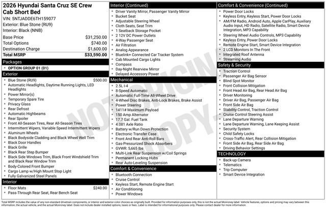 New 2026 Hyundai Santa Cruz SE AWD/4WD image 38