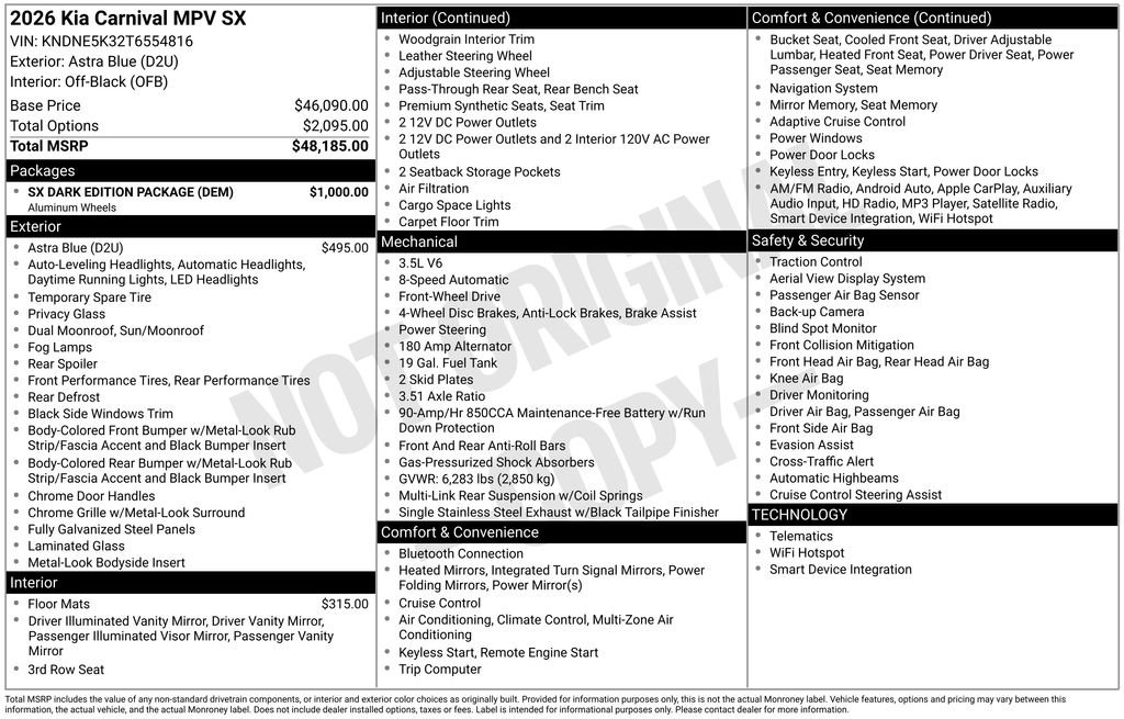 New 2026 Kia Carnival SX w/ SX Dark Edition Package image 2