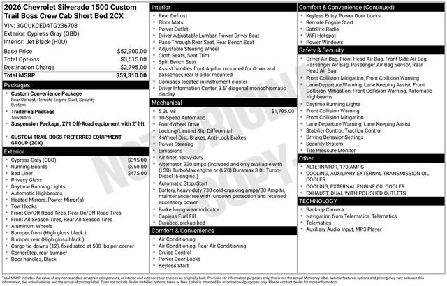 New 2026 Chevrolet Silverado 1500 Custom Trail Boss image 6