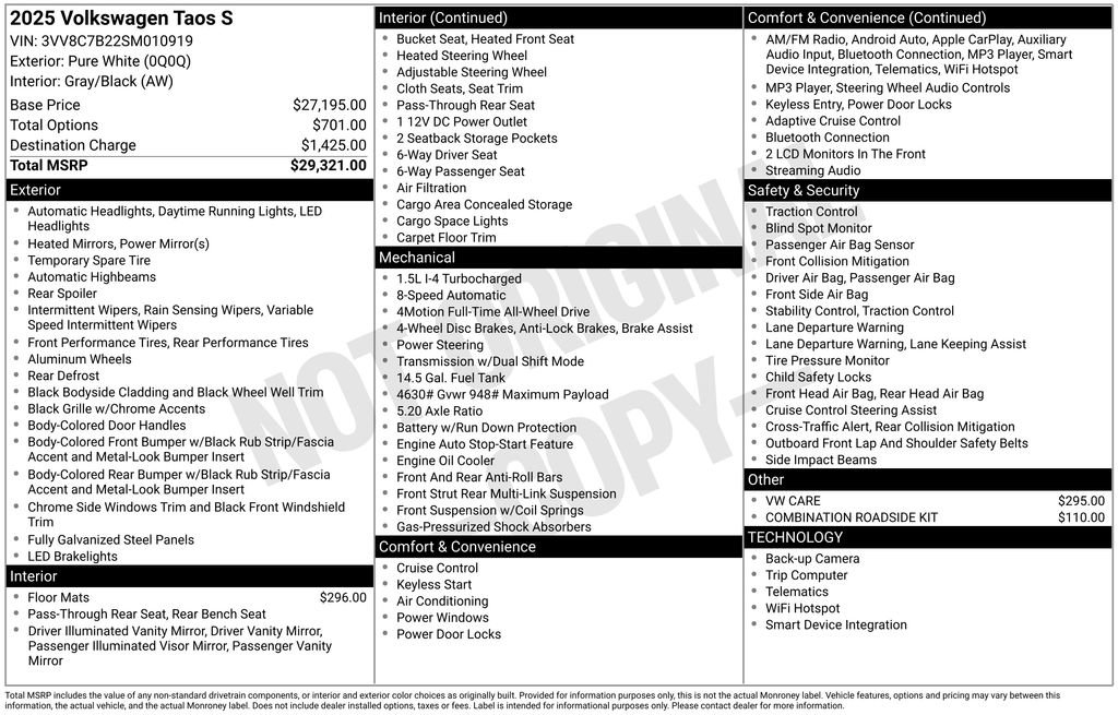 Used 2025 Volkswagen Taos S image 10