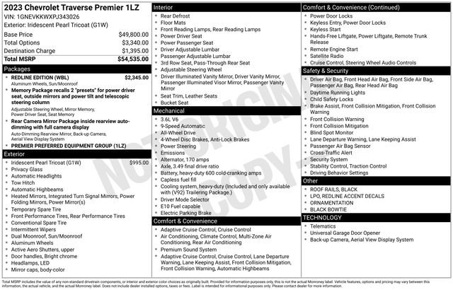 Used 2023 Chevrolet Traverse Premier w/ Redline Edition AWD/4WD image 2