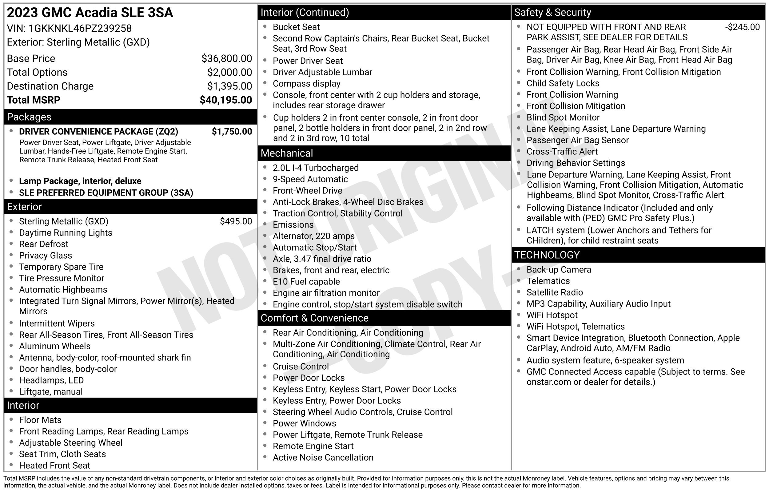 Used 2023 GMC Acadia SLE w/ Driver Convenience Package FWD image 2