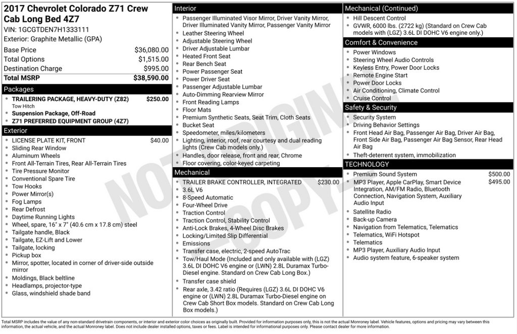 Used 2017 Chevrolet Colorado Z71 AWD/4WD image 3