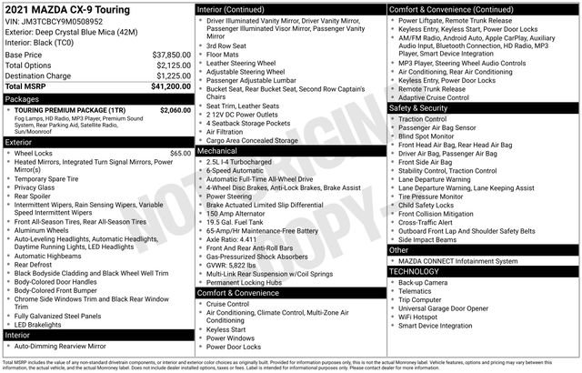 Used 2021 MAZDA CX-9 Touring w/ Touring Premium Package image 35