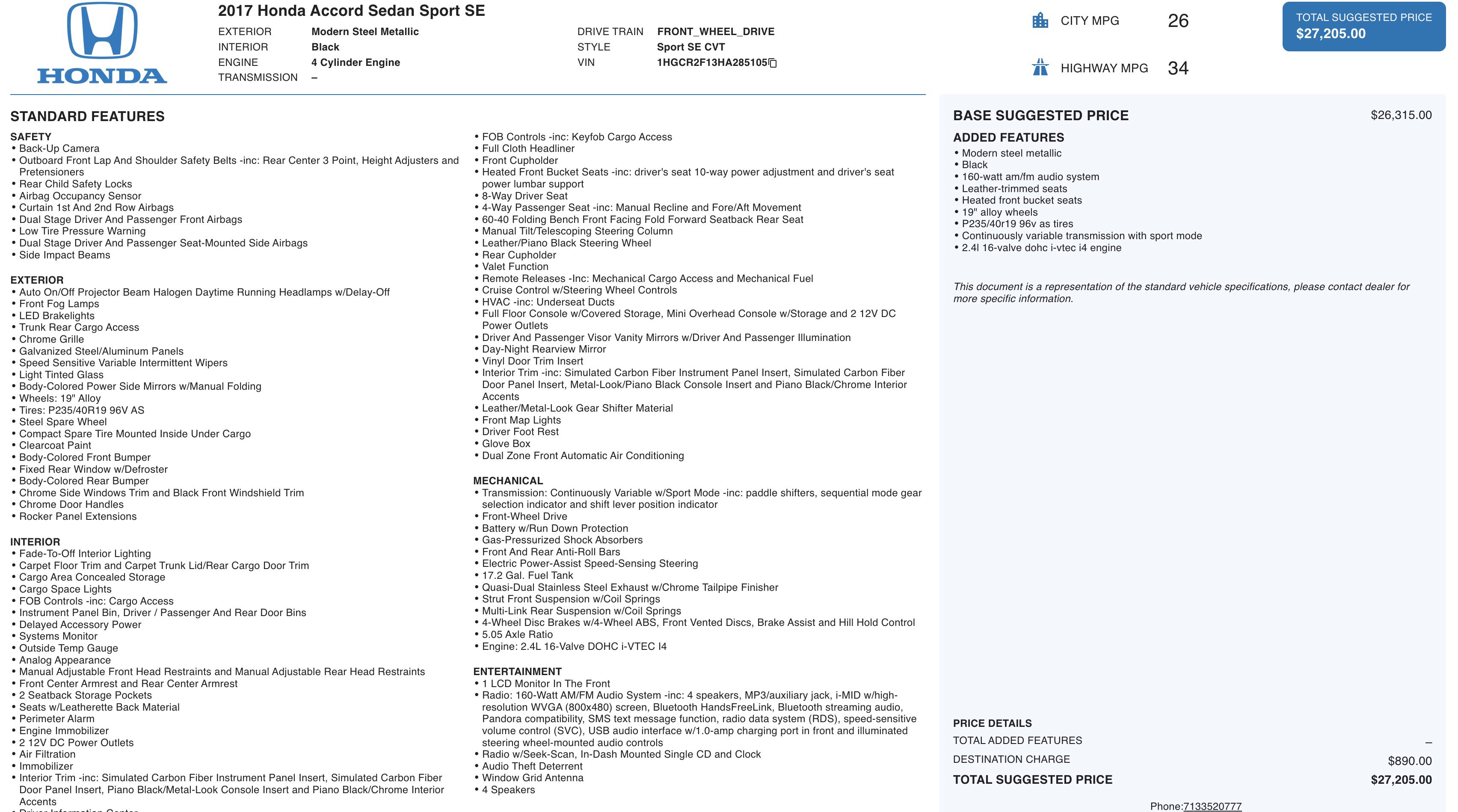 Used 2017 Honda Accord Sport Special Edition image 3