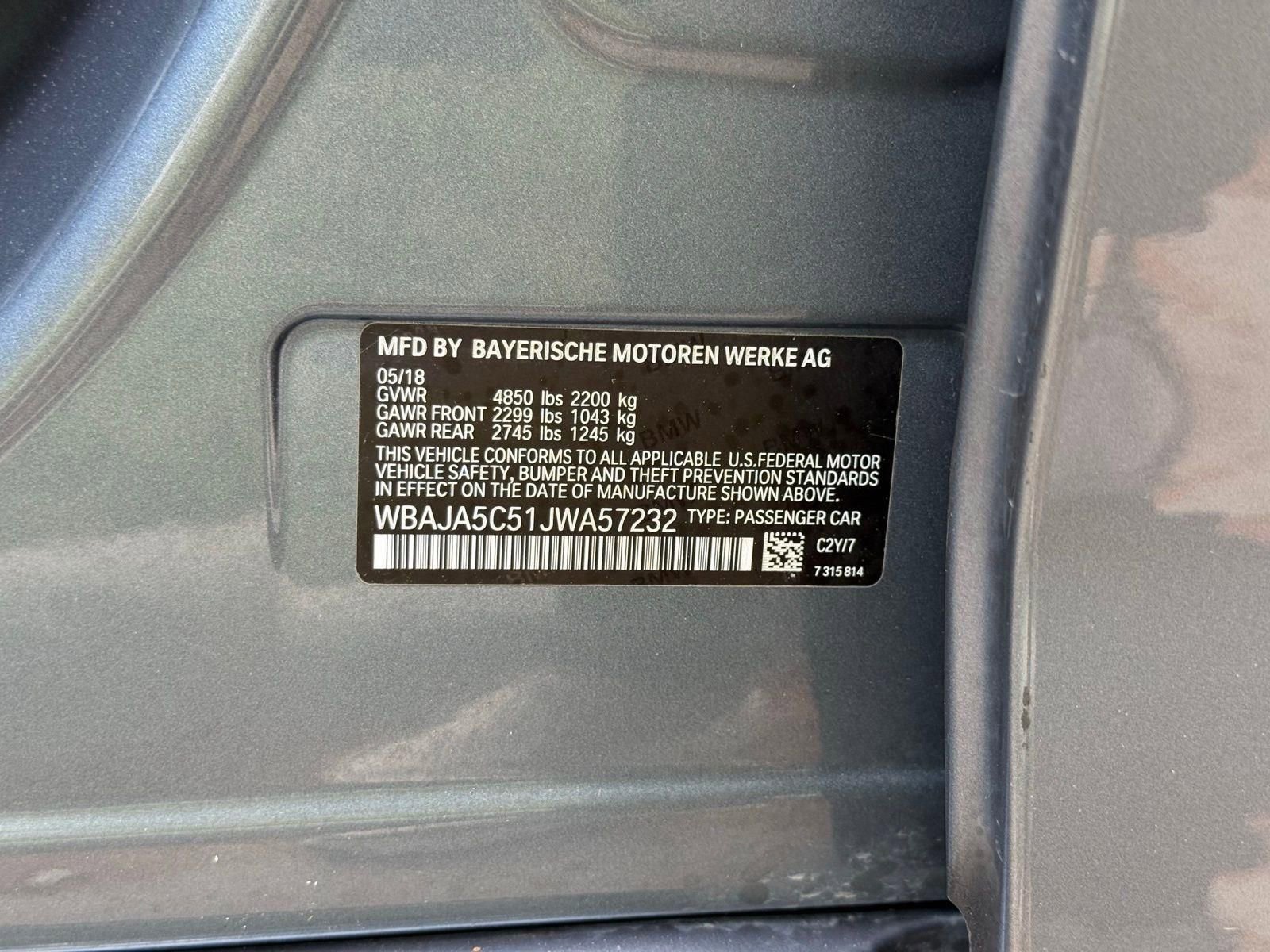 Used 2018 BMW 530i w/ Premium Package RWD image 60