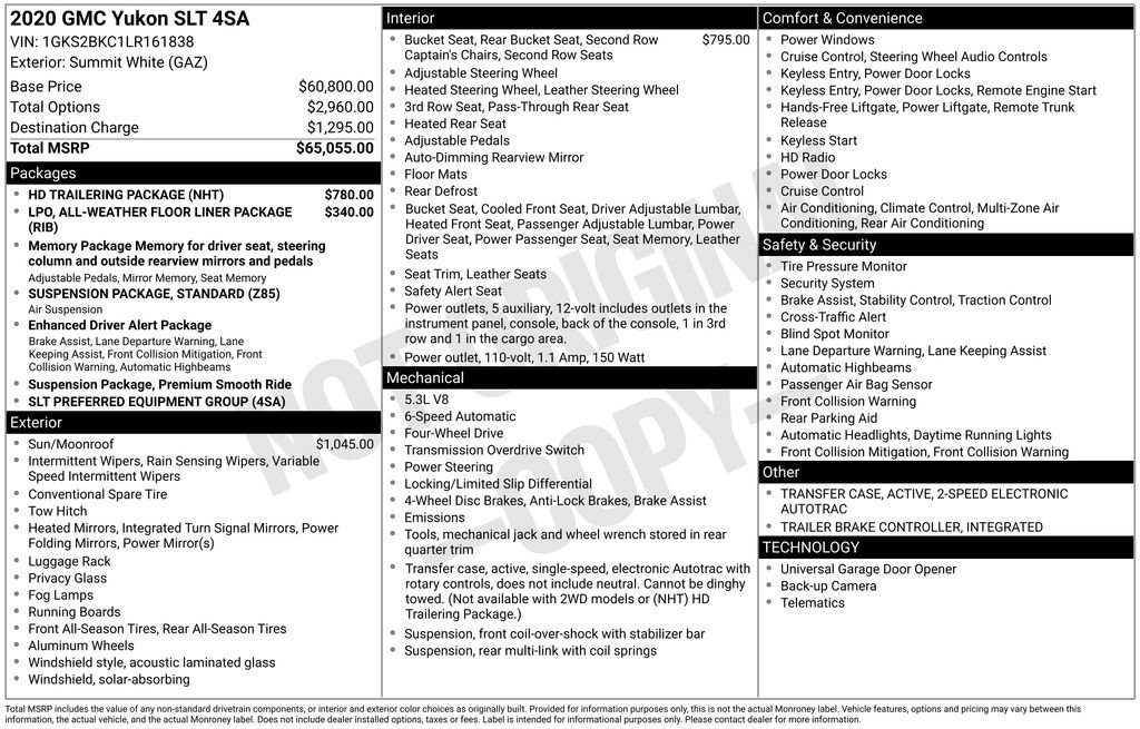 Used 2020 GMC Yukon SLT w/ HD Trailering Package AWD/4WD image 21