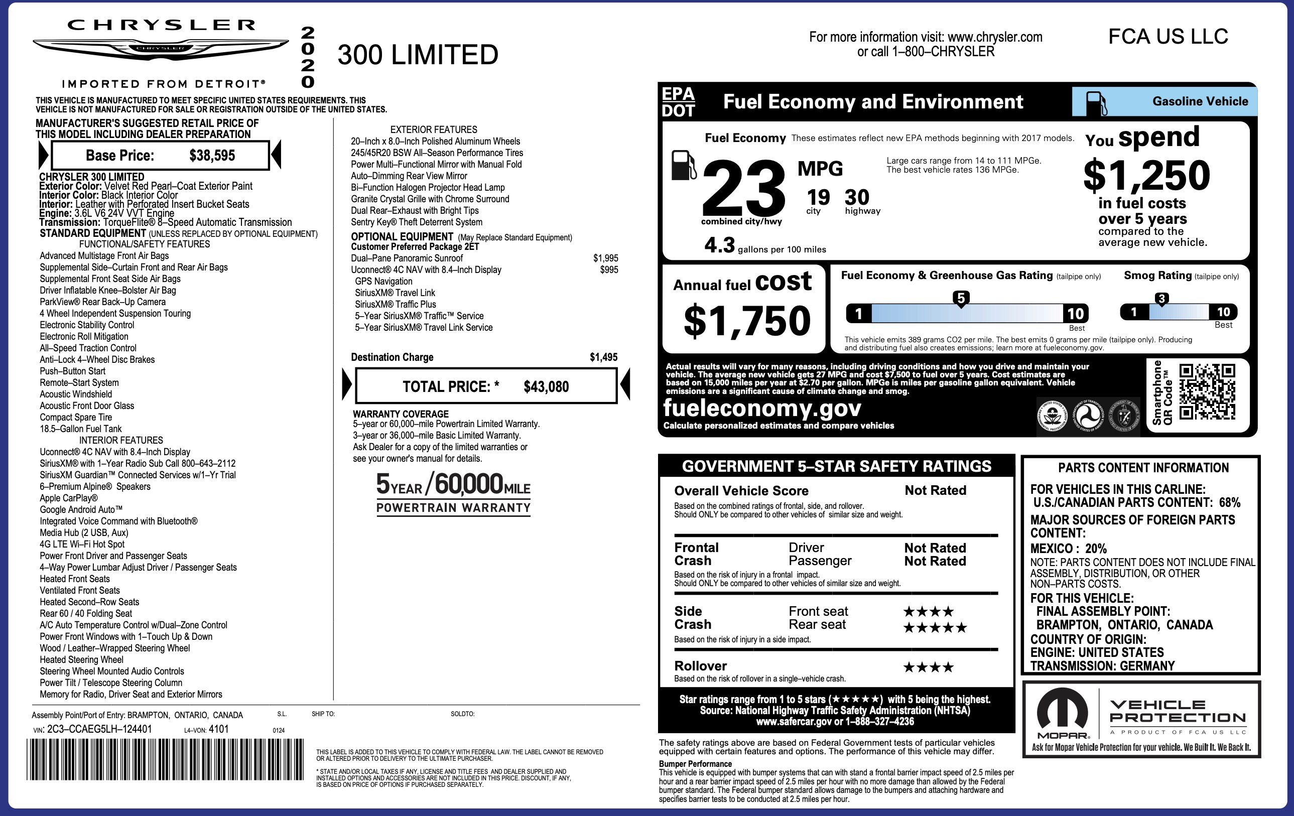 Used 2020 Chrysler 300 Limited RWD image 6