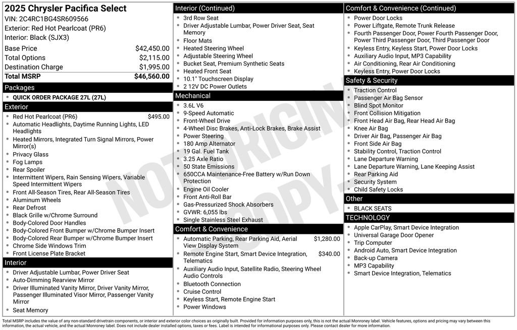 Used 2025 Chrysler Pacifica Select FWD image 4