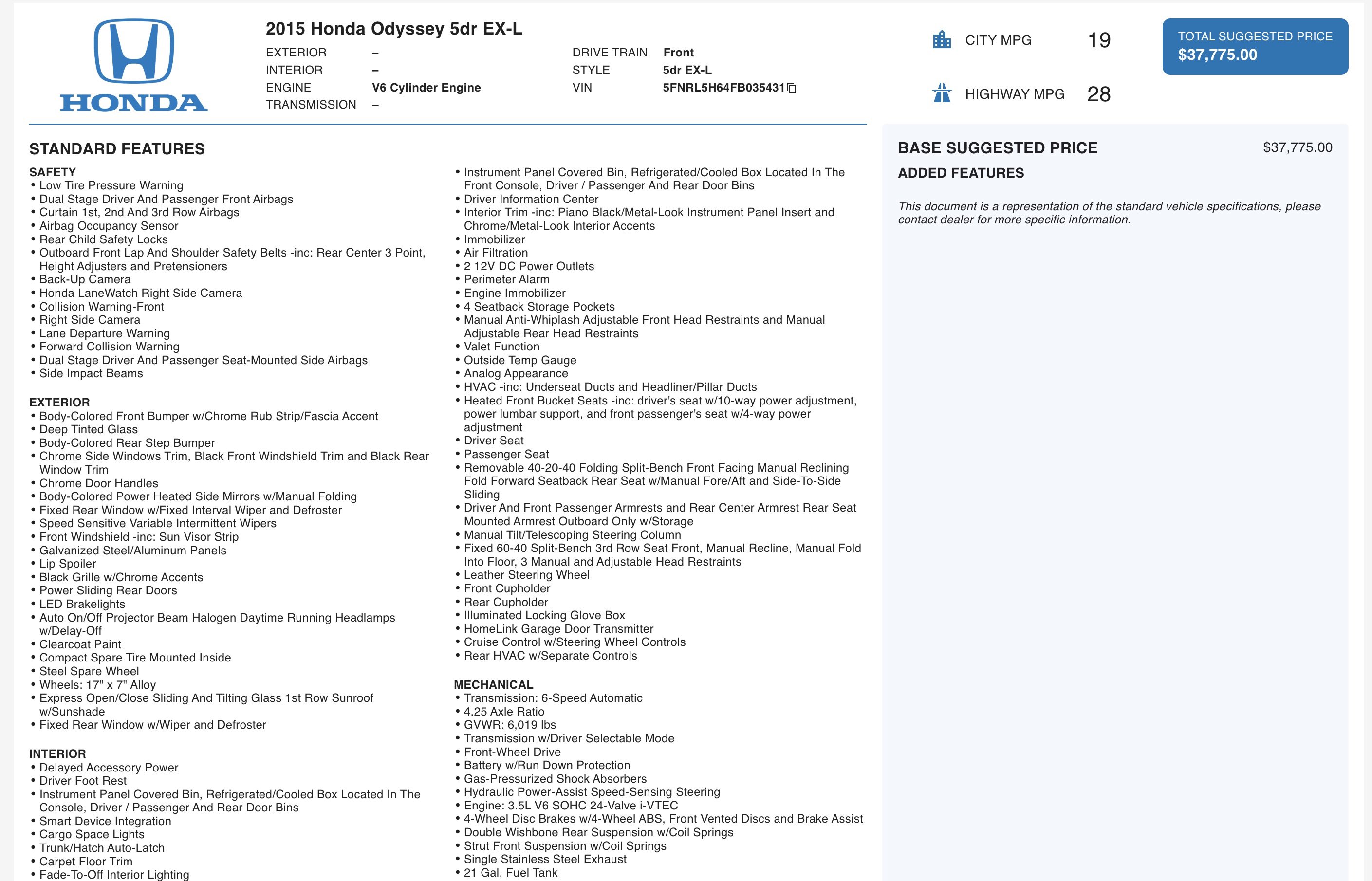 Used 2015 Honda Odyssey EX-L image 5