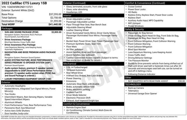 Certified 2022 Cadillac CT5 Luxury w/ Sun And Sound Package RWD image 6