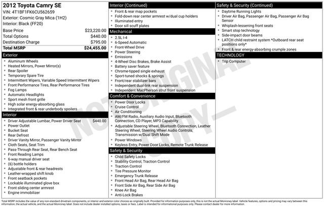 Used 2012 Toyota Camry SE FWD image 12
