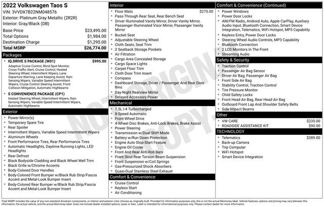 Used 2022 Volkswagen Taos S w/ IQ Drive S Package image 4