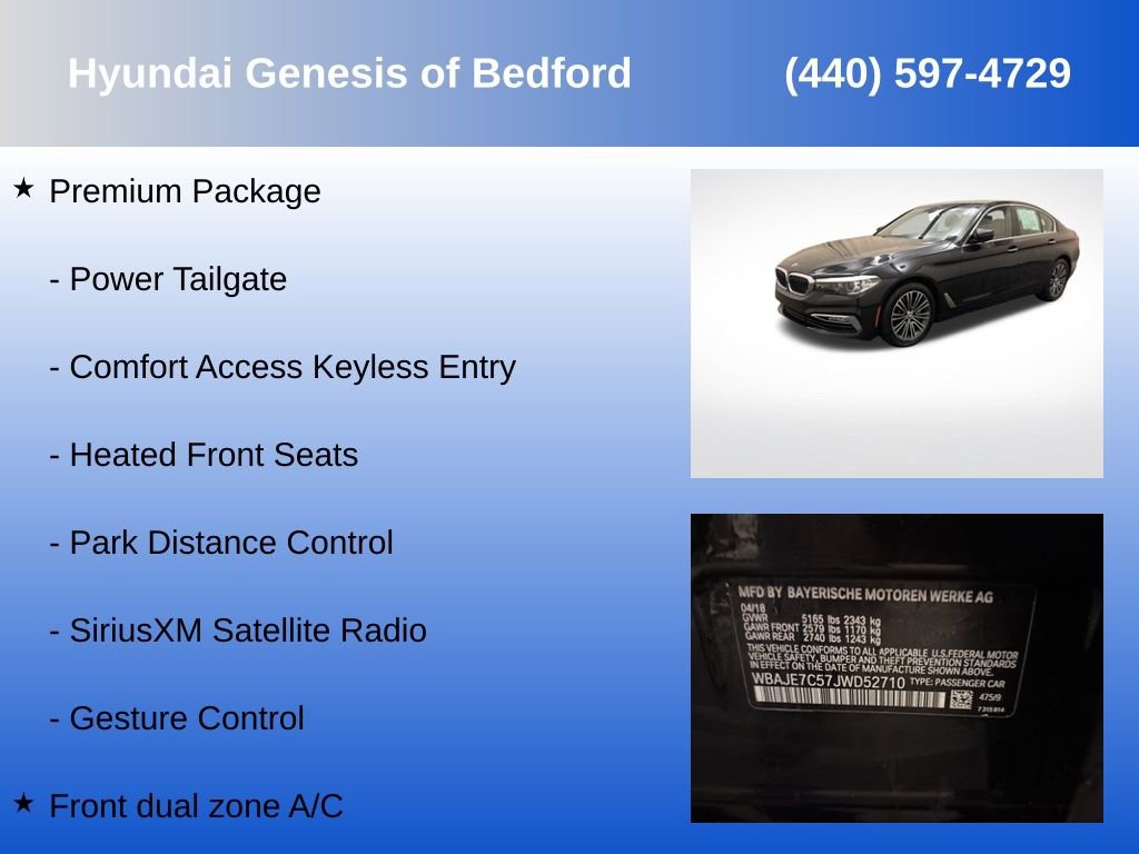 Used 2018 BMW 540i xDrive w/ Premium Package image 7