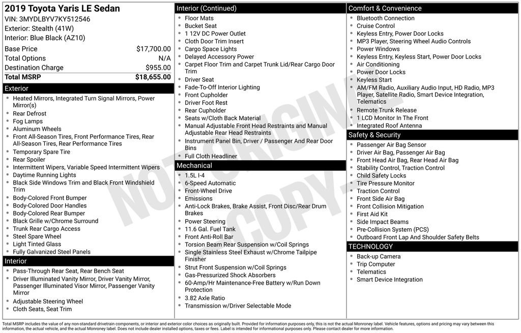 Used 2019 Toyota Yaris LE FWD image 9