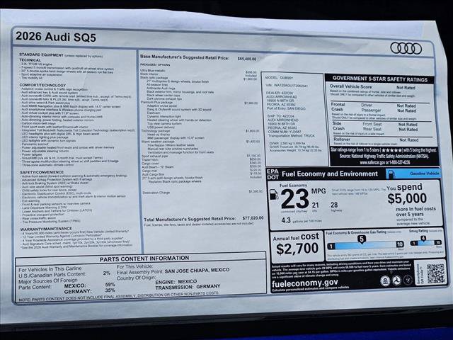 New 2026 Audi SQ5 Premium Plus AWD/4WD image 18