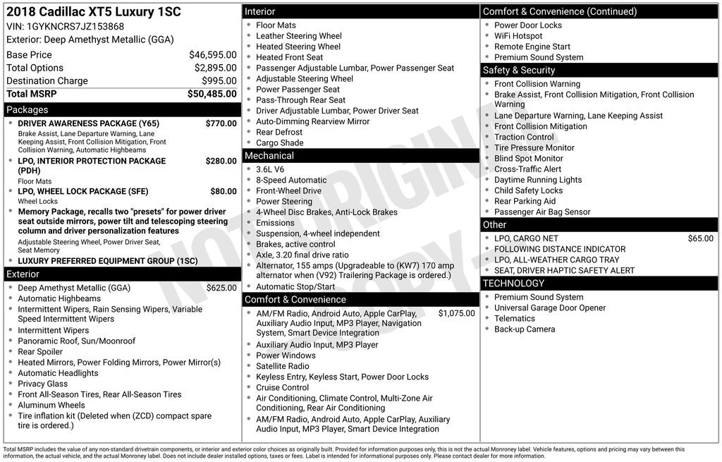 Used 2018 Cadillac XT5 Luxury w/ Driver Awareness Package image 4