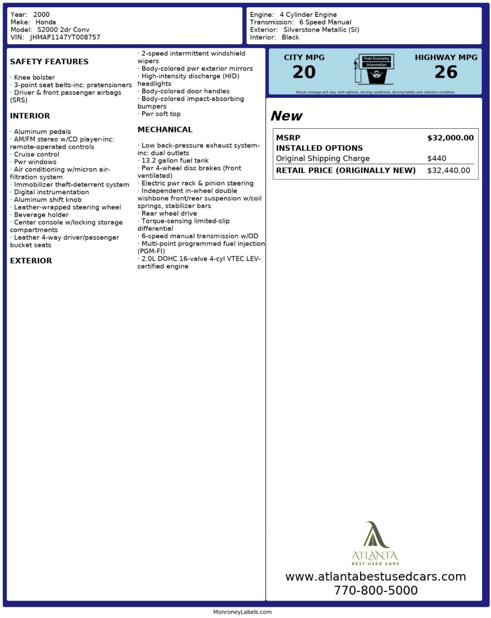 Used 2000 Honda S2000 image 38