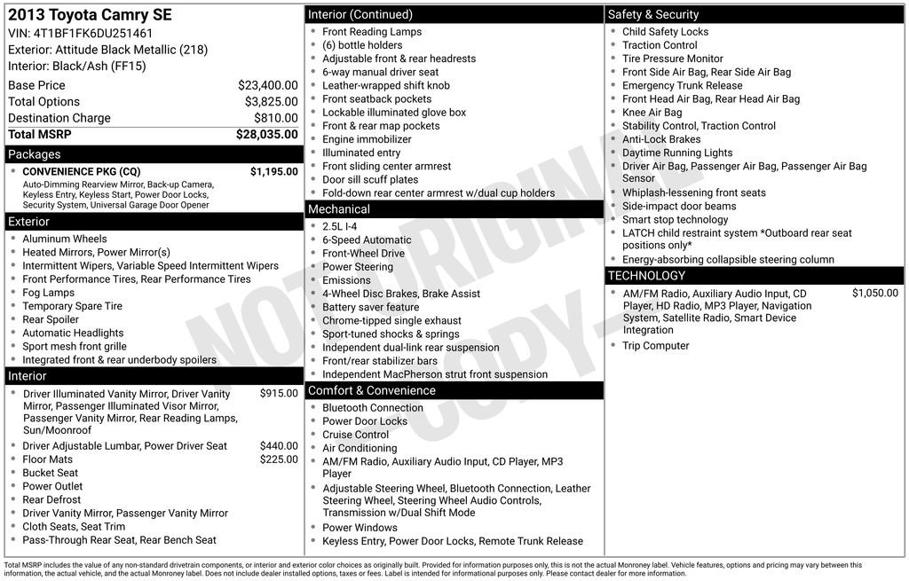 Used 2013 Toyota Camry SE w/ Convenience Pkg image 16