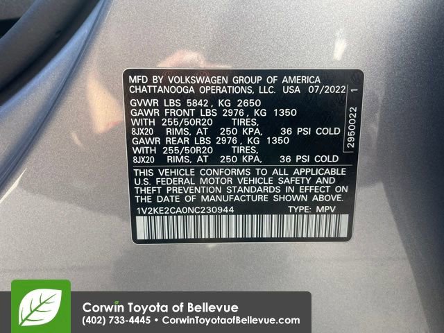 Used 2022 Volkswagen Atlas Cross Sport SE image 8