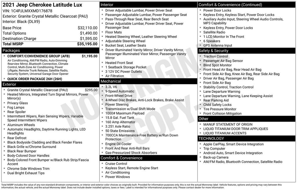 Used 2021 Jeep Cherokee Latitude Lux w/ Comfort/Convenience Group FWD image 34