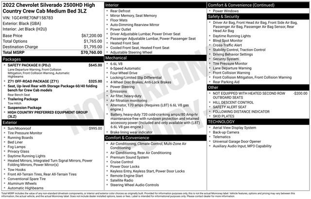Used 2022 Chevrolet Silverado 2500 High Country w/ Safety Package II AWD/4WD image 7