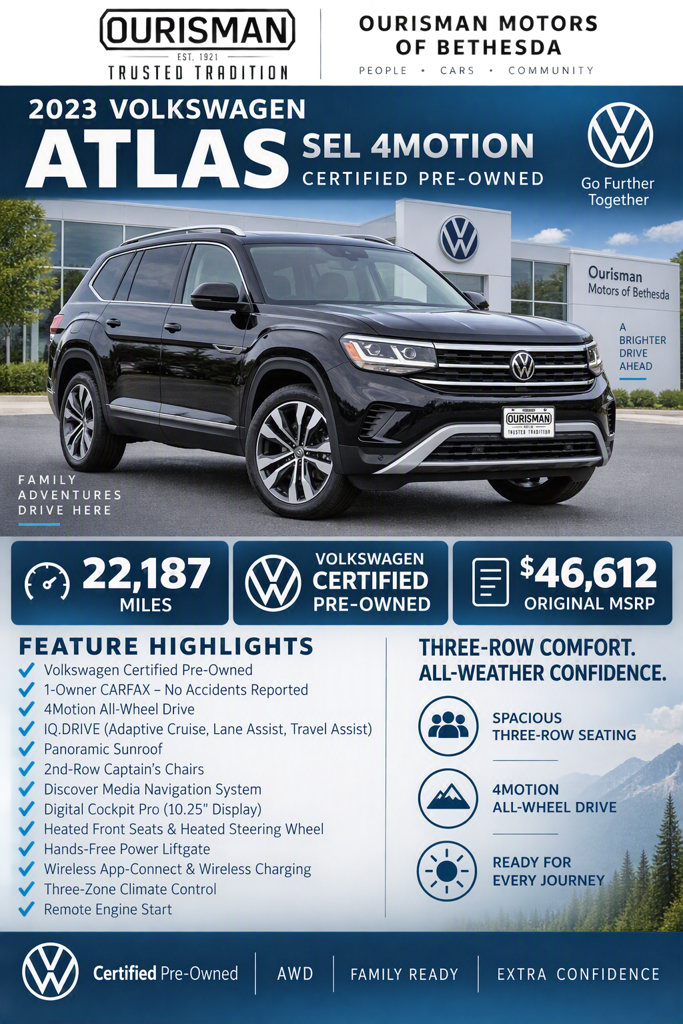 Used 2023 Volkswagen Atlas SEL AWD/4WD image 2
