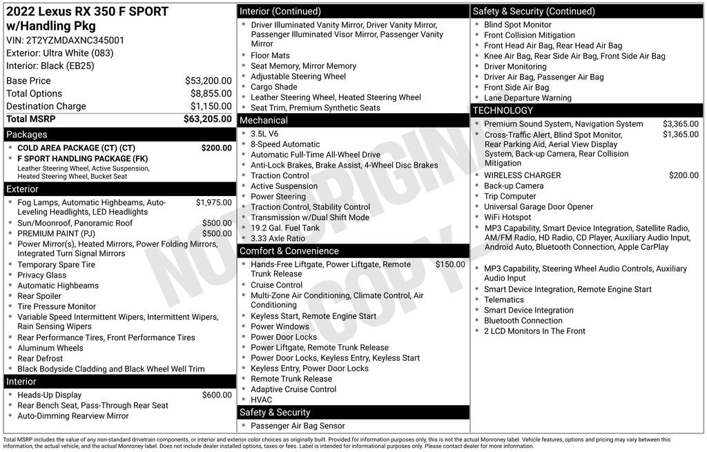 Used 2022 Lexus RX 350 F Sport w/ Cold Area Package (CT) image 35