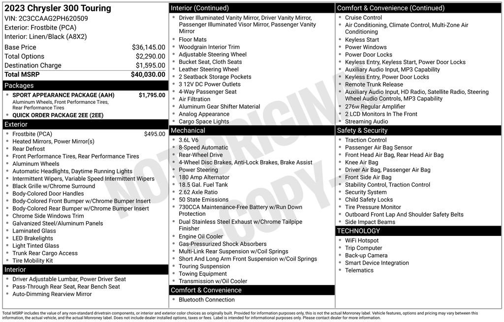 Used 2023 Chrysler 300 Touring w/ Sport Appearance Package RWD image 22