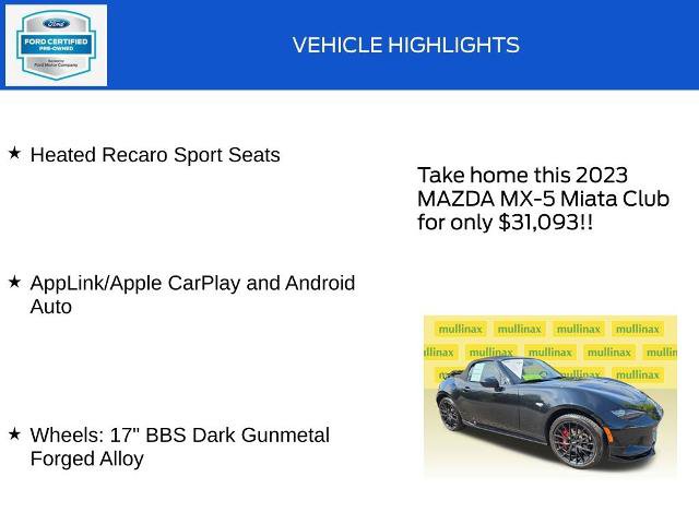 Used 2023 MAZDA MX-5 Miata Club w/ Brembo/BBS Recaro Package RWD image 19