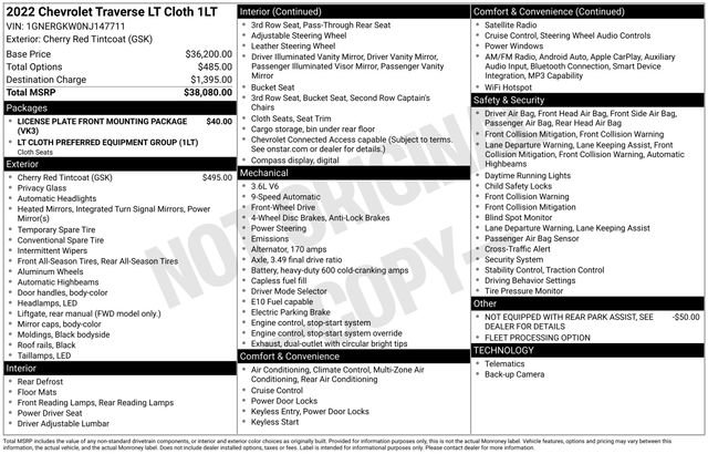 Used 2022 Chevrolet Traverse LT FWD image 31