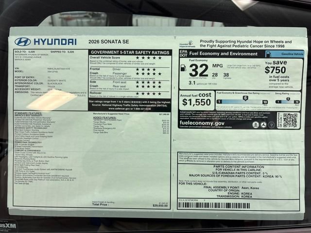 New 2026 Hyundai Sonata SE image 28