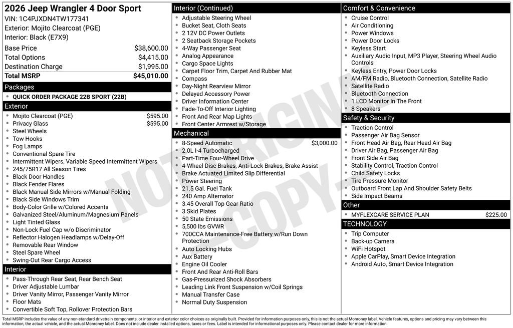 New 2026 Jeep Wrangler Unlimited Sport AWD/4WD image 5