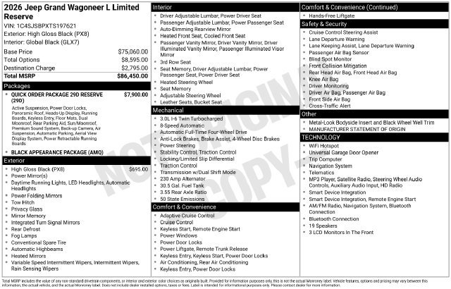 New 2026 Jeep Grand Wagoneer L Limited AWD/4WD image 32
