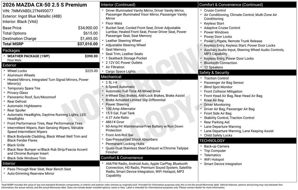 New 2026 MAZDA CX-50 AWD 2.5 S w/ Weather Package image 34