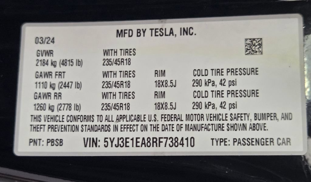 Used 2024 Tesla Model 3 Standard Range RWD image 33